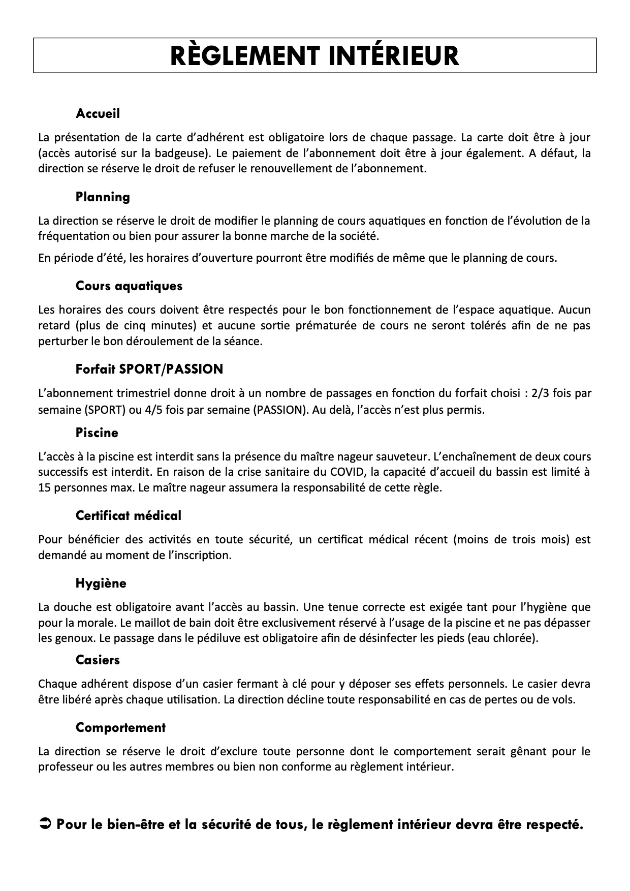 Règlement intérieur de FORMÉO